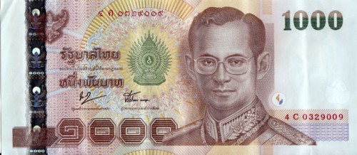 thai baht banknote 1000 geld wechseln thailand