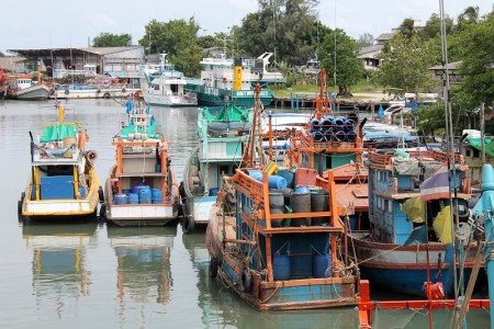 fischerboote im hafen von phuket